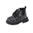 thumbnail image 2 of Bnwani Girls Winter Boots Lace Up Ankle PU Leather Shiny Patent Lace Star Print British Booties 1-6 Years, 2 of 6