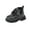 Black-06, variant on Little Girls Ankle Boots Star Sequin Lace Up Flat Shoes Non Slip Glitter Booties