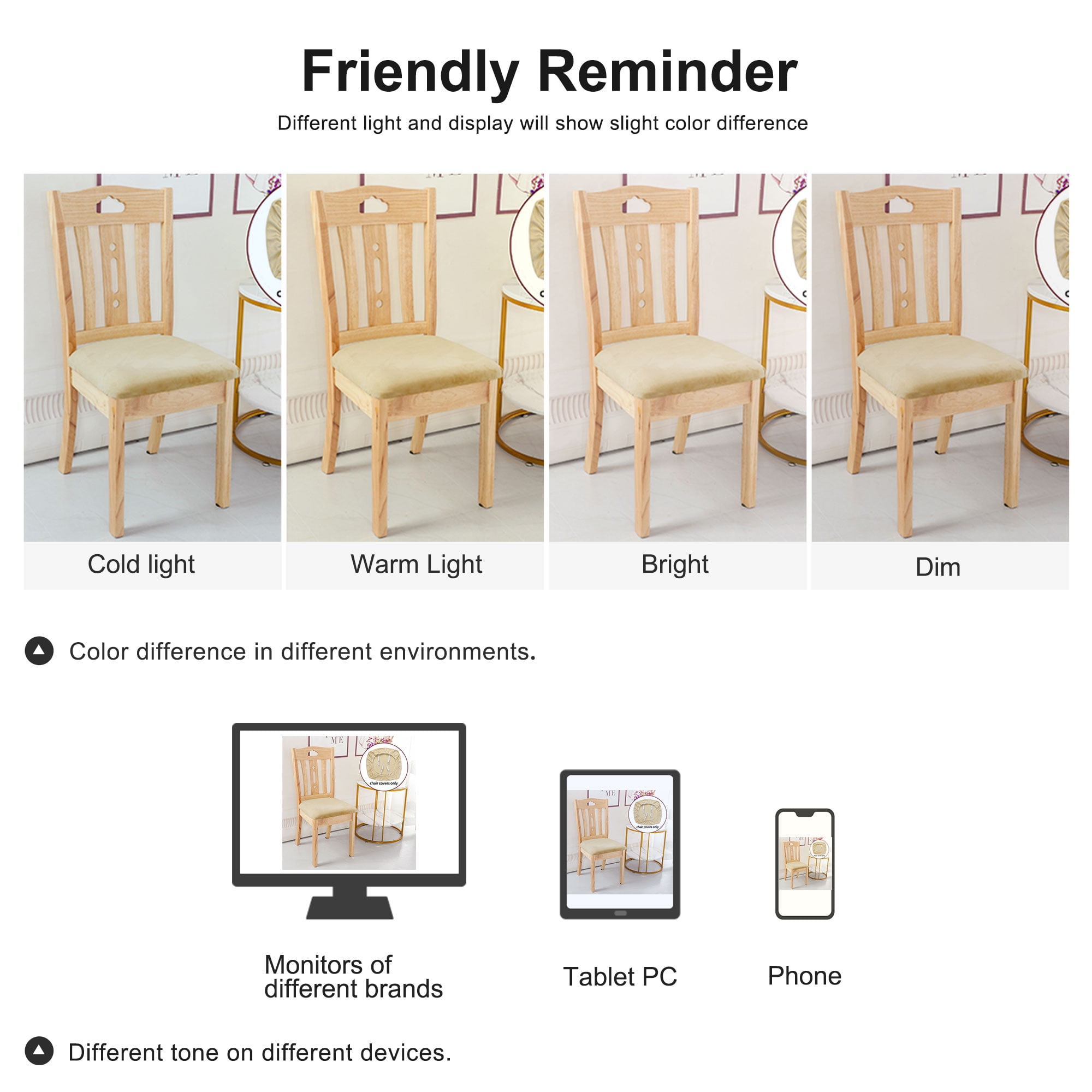 Unique Bargains 4Pcs Velvet Dinning Chair Seat Cover Elastic Stretchable Slipcovers Cream White