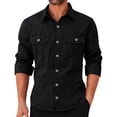 thumbnail image 2 of LEDUNTINO Mens Button-Down Shirts 100% Cotton Long Sleeve Casual Regular Fit Button Up Work Shirts, 2 of 7