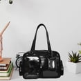 thumbnail image 7 of Hfppkn PU Leather Pin Display Ita Tote Bag Transparent Window Shoulder Handbag for Daily Use 35x11x25cm Black, 7 of 7