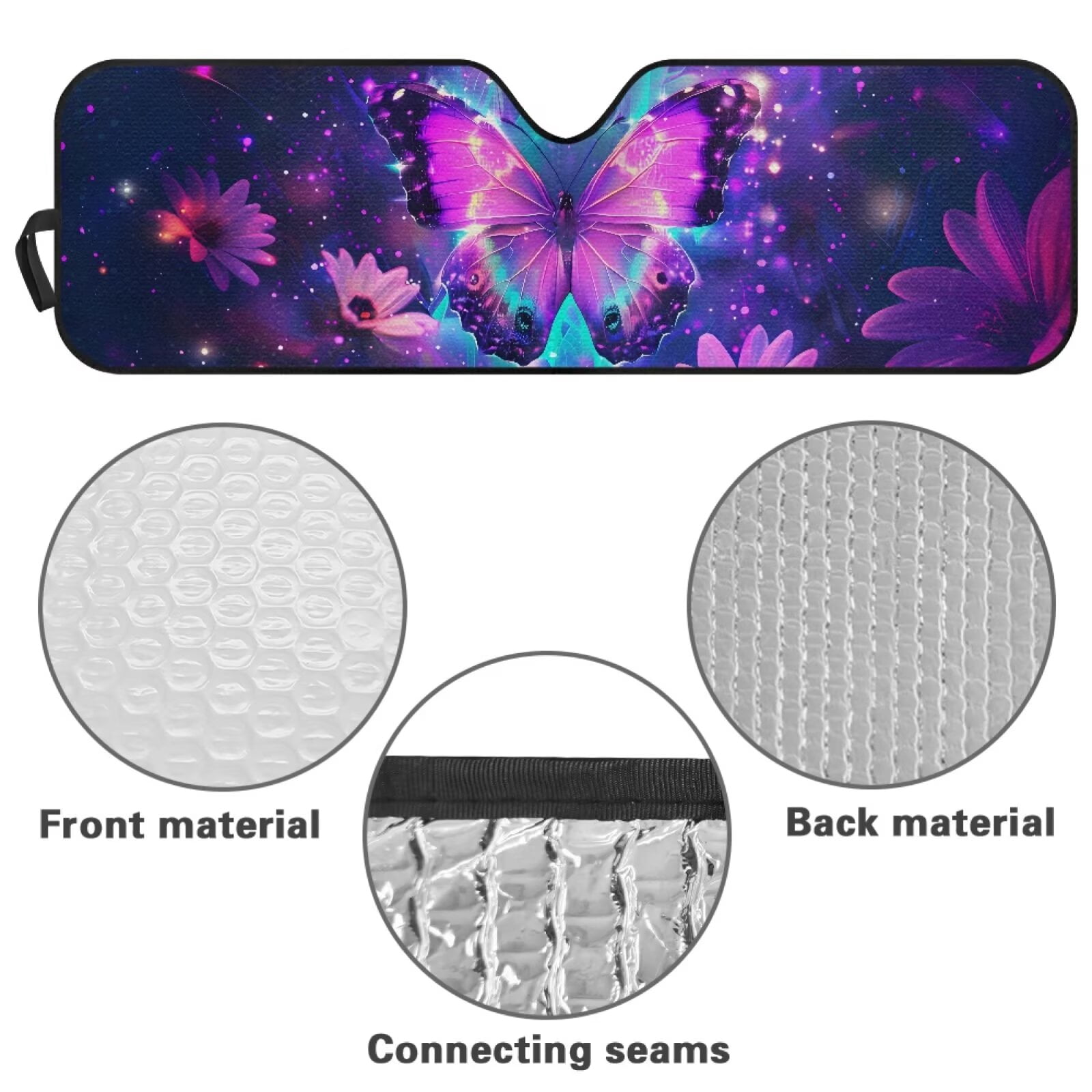 Uorisanigo Purple Butterfly Windshield Sun Shade Sun Visor Heat Shield for 2018-2024 2025 Jeep Wrangler JL / 2020-2024 Jeep Gladiator JT Accessories Keep Vehicle Cool