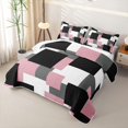thumbnail image 3 of Castle Fairy Abstract Irregular Square Block Twin Quilt Set 2 Pieces,Geometric Overlap Twin Coverlet Set,Dusty Pink Gray Black,1 Bedspread and 1 Pillowcase, 3 of 7