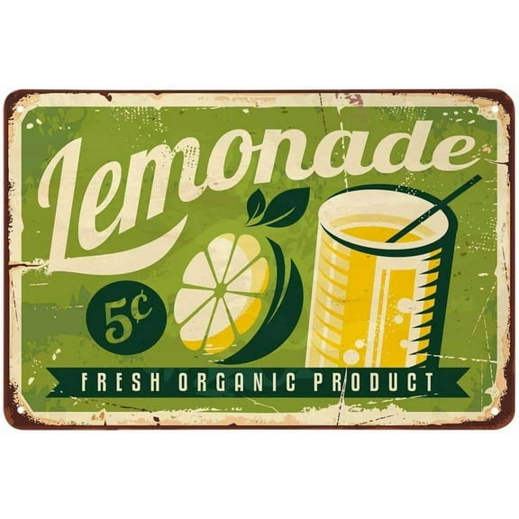 5.5x8 Inch Lemonade Tin Sign,Fresh Fruit Drinks Lemon Vintage Metal Tin Signs Decorative Funny Retro Signs For Men Women For Shop Bedroom Home Pub Bars Club Kitchen Funny Wall Art Decor