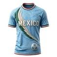 thumbnail image 2 of Mexico Mens Soccer Jersey Crewneck Short Sleeve 2026 Country Team Tee Fan International Soccer Shirt Retro Streetwear Top Light Blue XL, 2 of 4