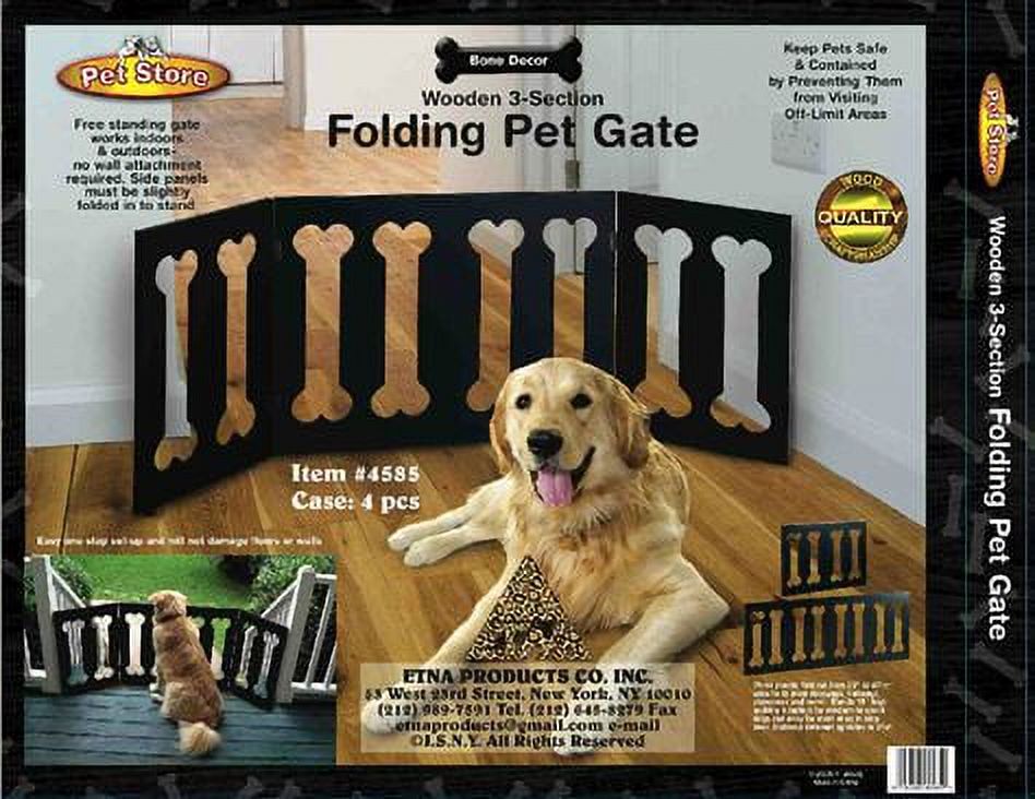 Foldable Dog Bone Gate, 3 Section Pet Fence, Portable, 23.75" x 47.5", 19" tall