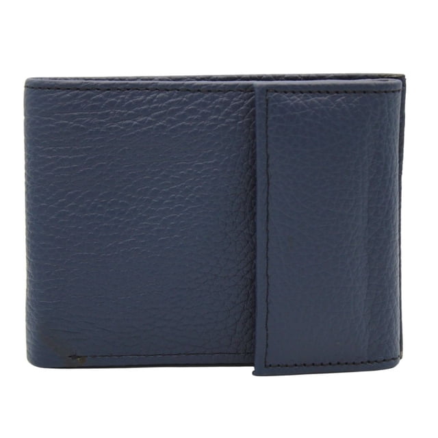 Cartera Hombre Piel Genuina Cierre Velcro Monedero Identificación Interiores en Tela Azul