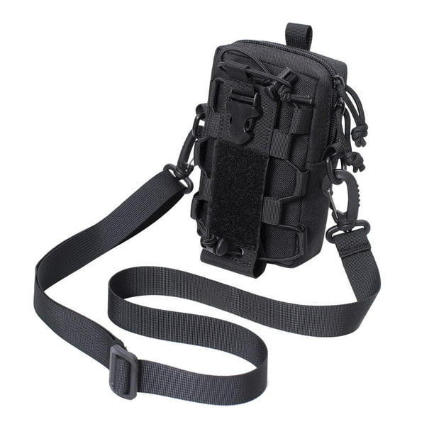 Bolsa táctica Cola Organizador de equipo para botella de agua Senderismo Negro con correa para el hombro Organizador modular