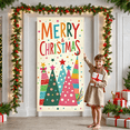 thumbnail image 6 of Colorful Design Christmas Banner Festive Xmas Display Christmas Tree Pattern Star Decor Holiday Background for Christmas Party Holiday Celebration Indoor Decoration, 6 of 9