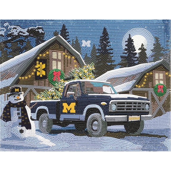 Michigan Wolverines Winter Truck Diamond Art Holiday Craft Kit