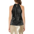 thumbnail image 3 of INSPIRE CHIC Women's Elegant Summer Pleated Mock Neck Tops Sleeveless Halter Tank Satin Blouse XS Black, 3 of 6