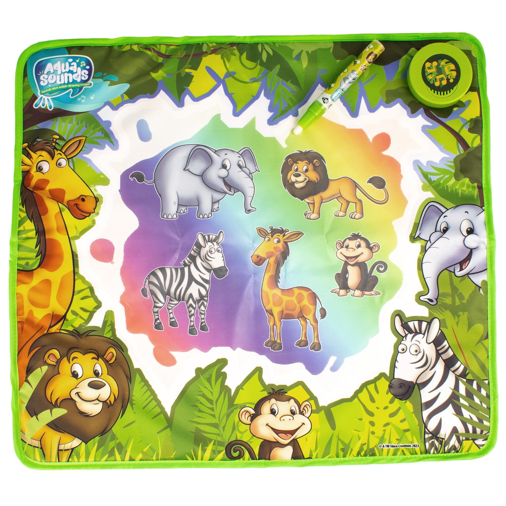 Aqua Sounds Magic Mat: Jungle Adventure - Water Drawing, Character & Scene Reveal, Makes Sounds While You Scribble, Chunky Water Pen, Kids Ages 2+