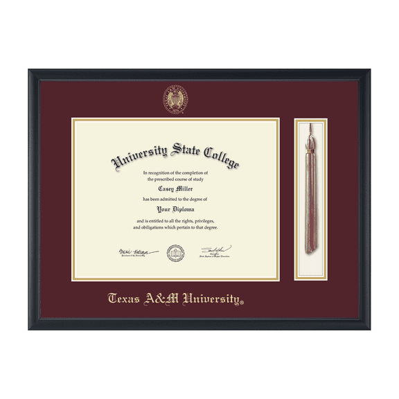 Framerly - TAMU Tassel Diploma Frame with Maroon and Gold Mat