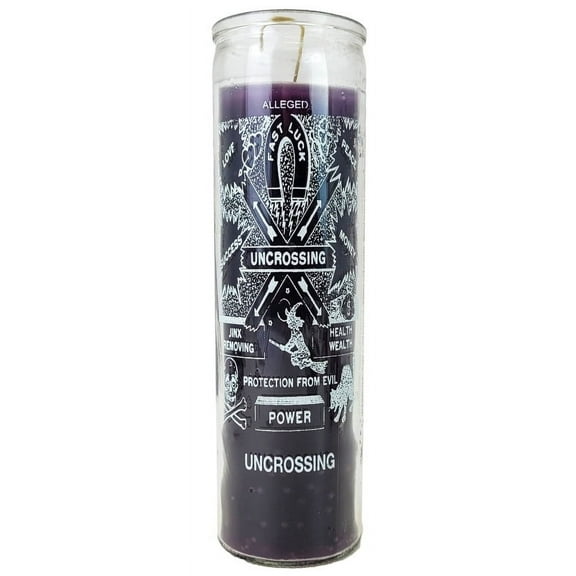 7 Day Candle Uncrossing - Alleged Uncrossing Power Purple Glass Jar Candle