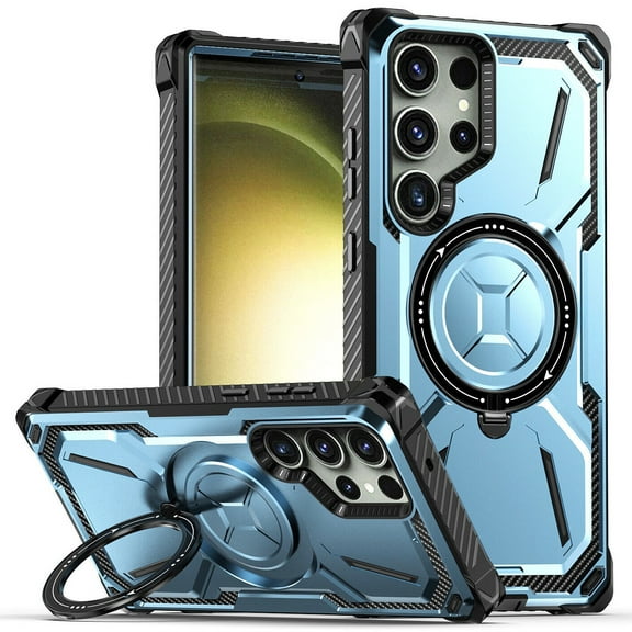 Military Grade Hybrid Case with MagSafe Magnetic Ring for Samsung Galaxy S23 Ultra - Blue