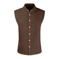 thumbnail image 1 of Men's Summer Hawaiian Solid Color Sleeveless Button-Down Shirt XL, 1 of 4