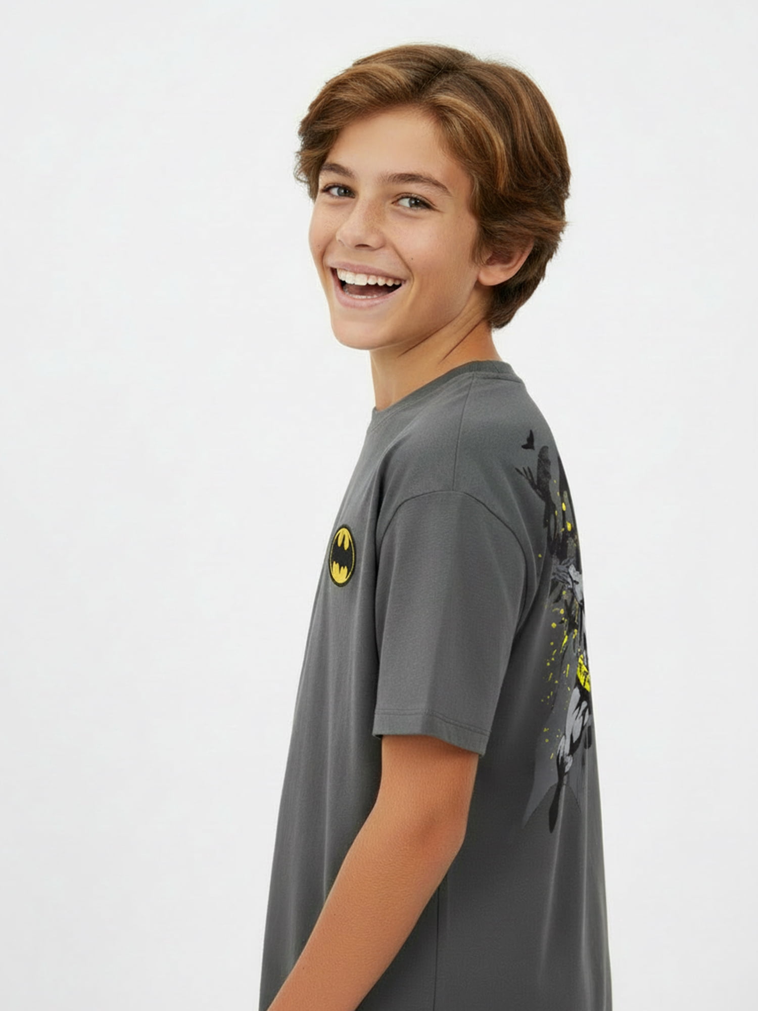 Batman Boys' Embroidered Tee with Short Sleeves, Sizes 4-18