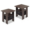 Furinno 2 Petite End Table Bedroom Night Stand Set of Two, Gray/Black
