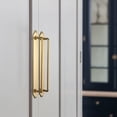 thumbnail image 4 of Goo-Ki 2 Pack Brushed Gold Cabinet Pulls with Backplate, 7.6"(192mm) Hole Center Zinc Alloy Cabinet Dresser Handles for Bar Cupboard Closet Wardrobe (G013), 4 of 6