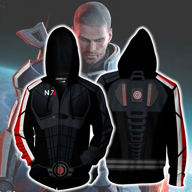MASS EFFECT Disfraz de Cosplay Sudaderas con capucha con estampado 3D Abrigo para hombre Chaqueta Tops Fiesta de Halloween Prop24XL Deng Xun unisex