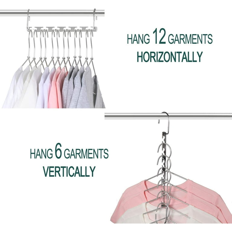 4pcs Stainless Steel Space Saving Hangers - 12 Slots, Magic Cascading  Design, Clothes Organizer for Closet Storage