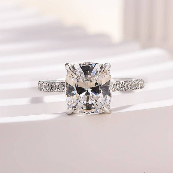 Veda Jewel Women’s Engagement Ring 1.95 Ct Cushion Cut Simulated Diamond – 14K White Gold Plated Solitaire – Prong Set Wedding Ring – Elegant Gift for Her – Anniversary or Proposal Jewelry