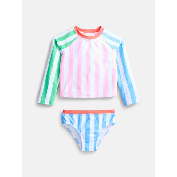 Wonder Nation Baby and Toddler Girls Rash Guard Set, 2 Piece, Sizes 12M-5T