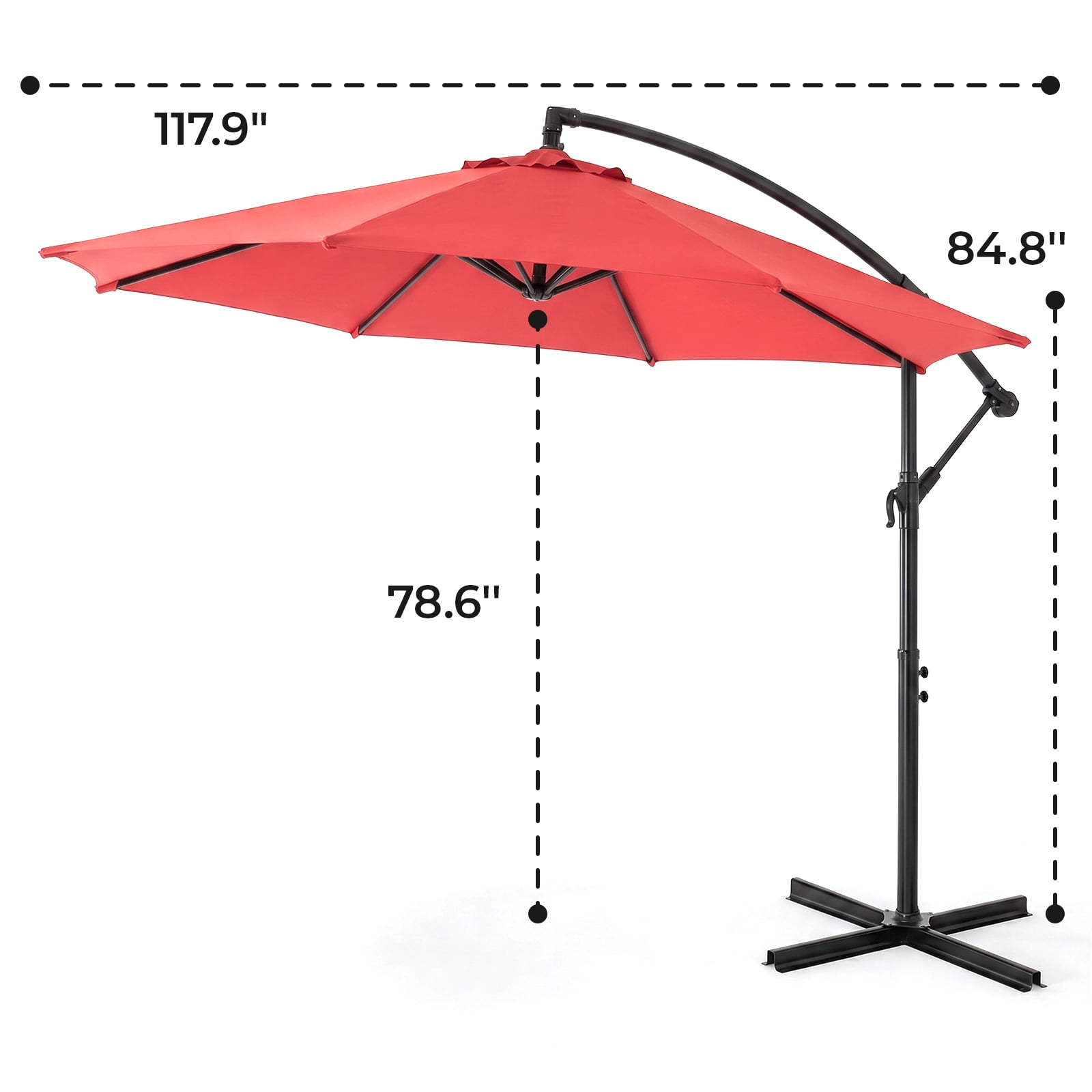 Alvantor 9.8FT Offset Cantilever Patio Umbrella with Crank & 8 Ribs, Easy Tilt Adjustment, UPF 50+ UV Protection for Backyard Patio Lawn