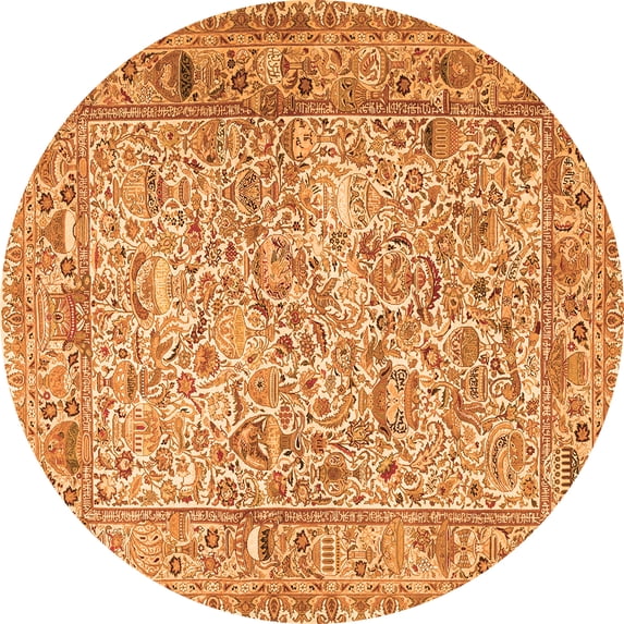 Ahgly Company Indoor Round Persian Orange Traditional Area Rugs, 5' Round
