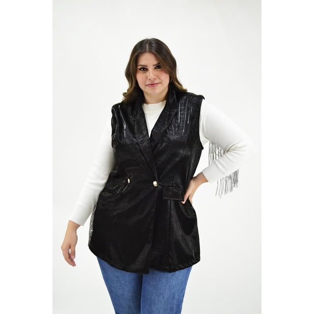 Chaleco de vinipiel print Roman Fashion /Tallas Extras, 2237 (Negro) negro 38