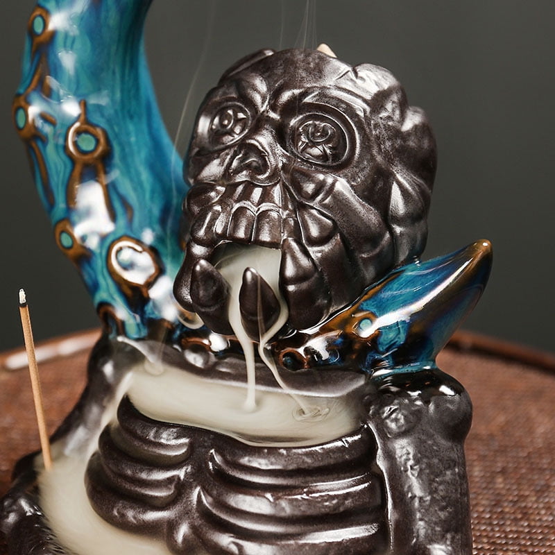 Backflow Incense Holder Burner Spooky Moon and Skull Incense Burner Waterfall Incense Burner Skull Decor