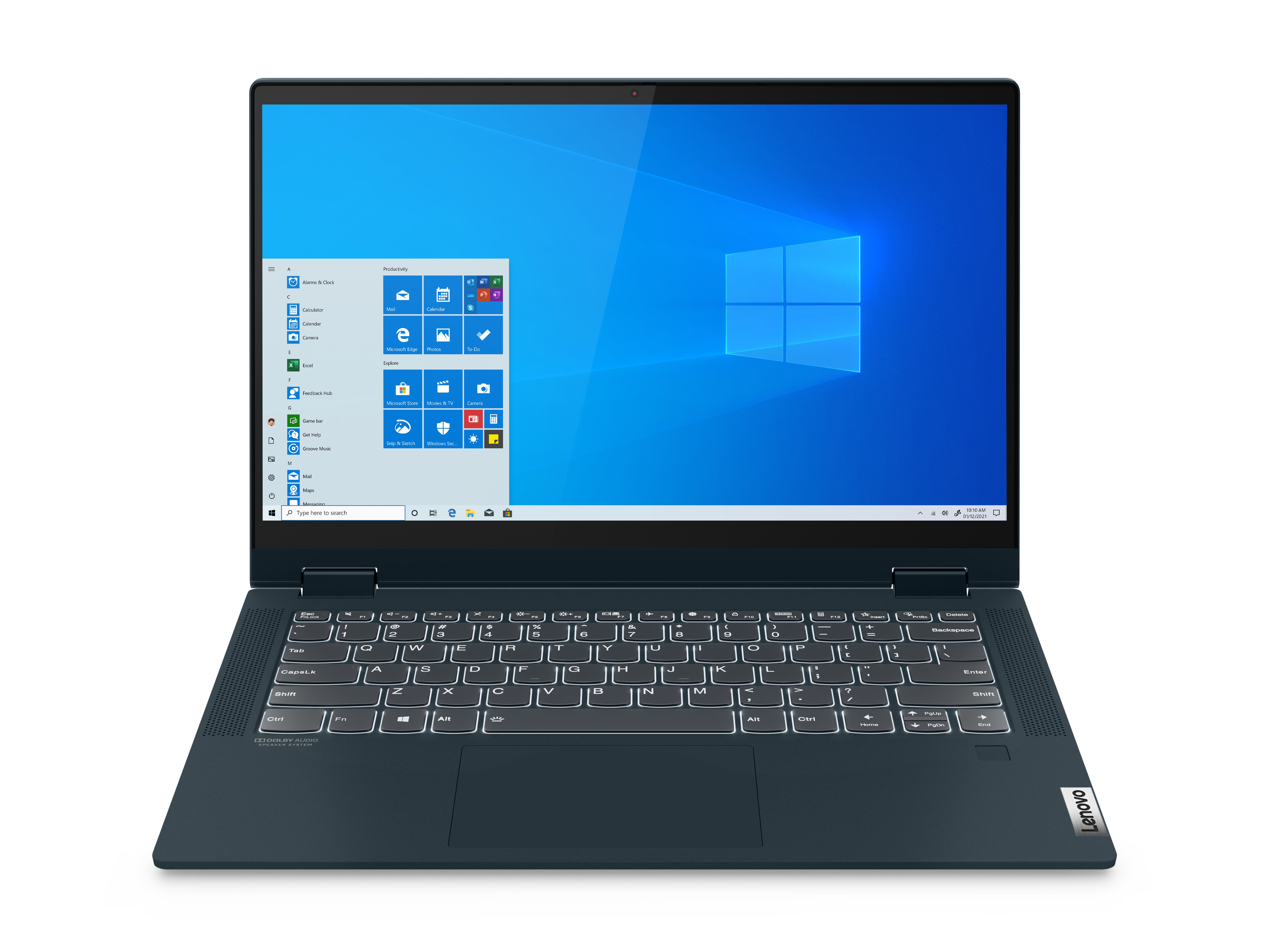 Lenovo Flex 5 14" FHD PC Laptop, AMD Ryzen 3 5300U, 4GB RAM, 128GB SSD, Windows 10, Blue, 82HU0085US - image 3 of 11