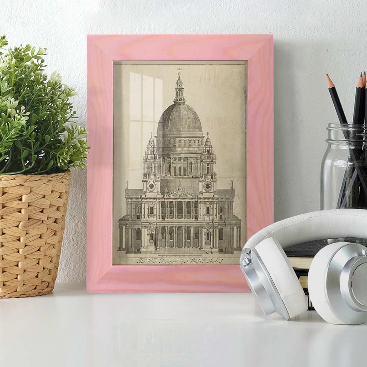 St. Paul's Cathedral -Framed Print w/glass-Sunset Pink
