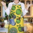 thumbnail image 6 of Green Lime Slices Yellow Pattern Apron-Garden Aprons for Women with Pockets-Cotton Linen Waterproof Kitchen Cooking Gardening Aprons Adjustable for Kitchen,Cooking,BBQ and Salon 33x27 Inch, 6 of 7
