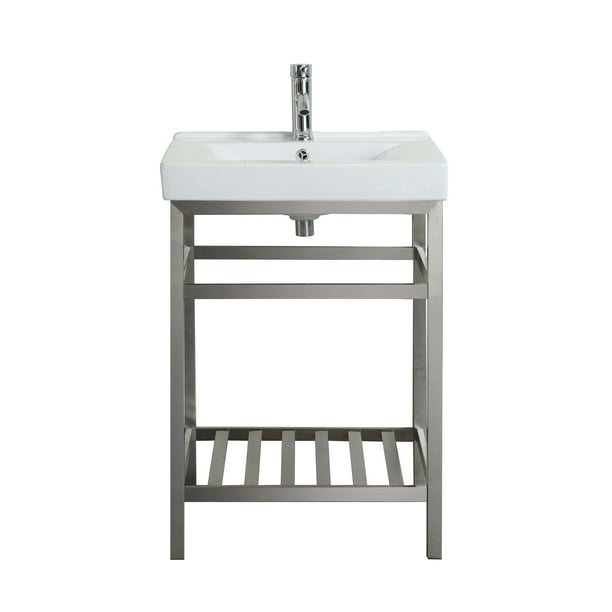 Eviva Stone 24 Bathroom Vanity Stainless Steel With White Bathroom Vanity Stainless Steel