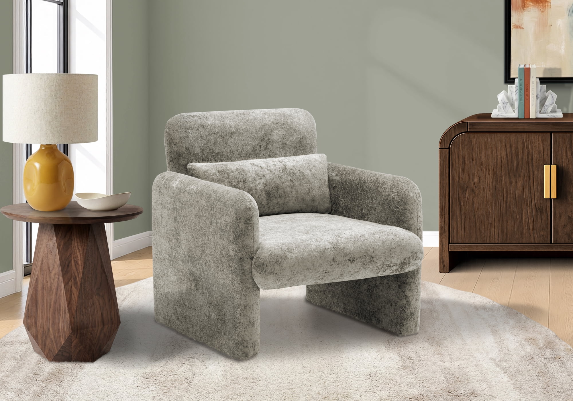 Monarch Specialties - I 8027 Accent Chair, 31"H, Upholstered, Living Room, Bedroom, Light Grey Fabric