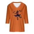 thumbnail image 5 of Heisall Womens Tops 2025 Fall Halloween Print V Neck Round Neck 3/4 Sleeve Loose Casual Blouses Halloween Fashion Shirts, 5 of 5
