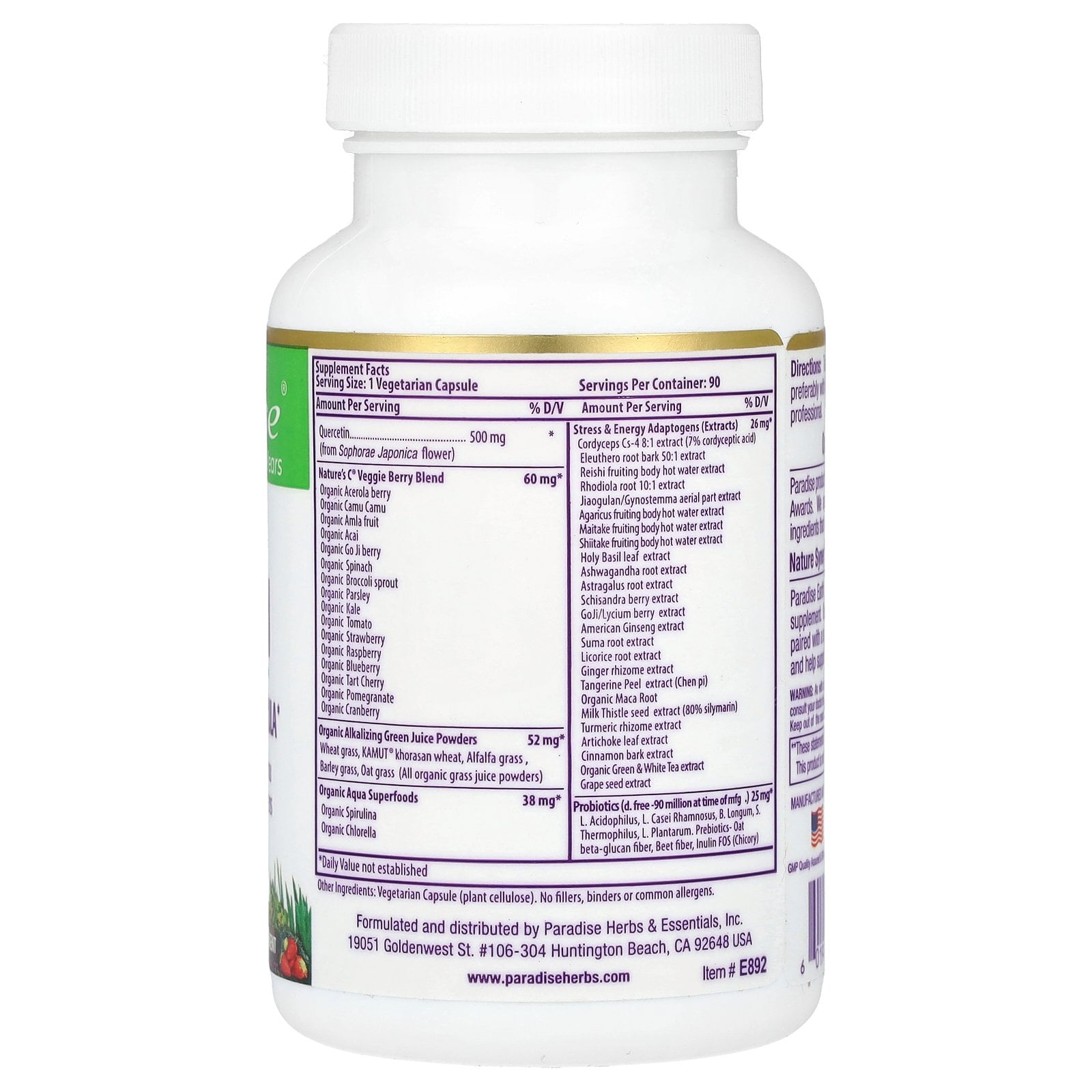Paradise Herbs Earth's Blend, Quercetin, 90 Vegetarian Capsules