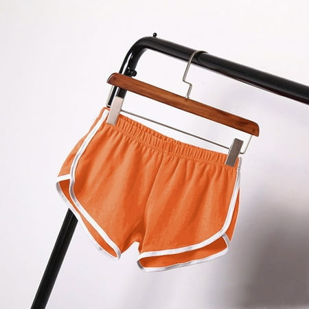 

Finelylove Maternity Yoga Shorts Work Out Shorts Gym High Waist Rise Solid Orange XL