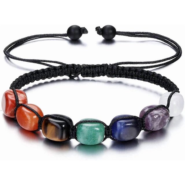 7 Chakra Stone Yoga Bracelet Reiki Healing Crystal Natural Gemstone Braided Rope Bracelets for Women Girl