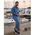 thumbnail image 2 of COOFANDY Mens Coordinated Outfit 2 Piece Linen Sets Casual Long Sleeve Button Down Cuban Shirt and Loose Pants Set Beach Vacation, 2 of 6