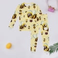 thumbnail image 2 of Tisuna Girls Fall Pajamas Set Kids Comfortable Long Sleeve Crew Neck Cartoon Bee Print Tops And Pants Sleepwear Children'S 2 Pieces Casual Wear Clothes Set Size 2-3 Years, 2 of 4