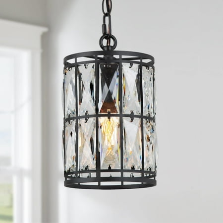 

LNC 1-Light Modern/Contemporary Matte Black and Cylinder Crystal LED Chandelier