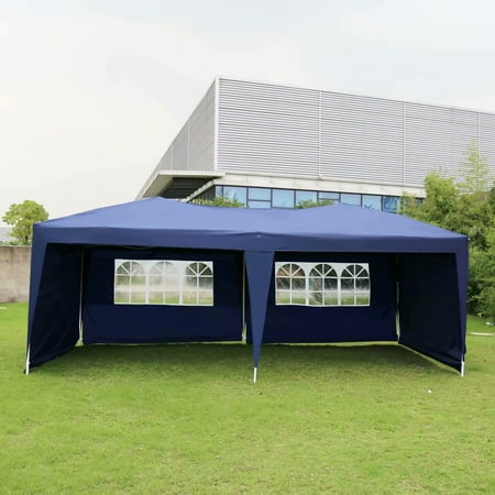 Kinbor 10'x20' Foldable Portable Pop Up Canopy Wedding Party Tent Outdoor Gazebo with 4 Removable Sidewalls and Windows