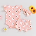 thumbnail image 5 of Douhoow Baby Girl 2 Piece Daisy Clothes Infant Summer Romper Ruffle Elastic Shorts Headband Set, 5 of 8