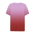 thumbnail image 2 of Wo-Fusoul Women's Ombre V-Neck Short Sleeve Top, Casual Fashion Daily Wear, 2 of 5