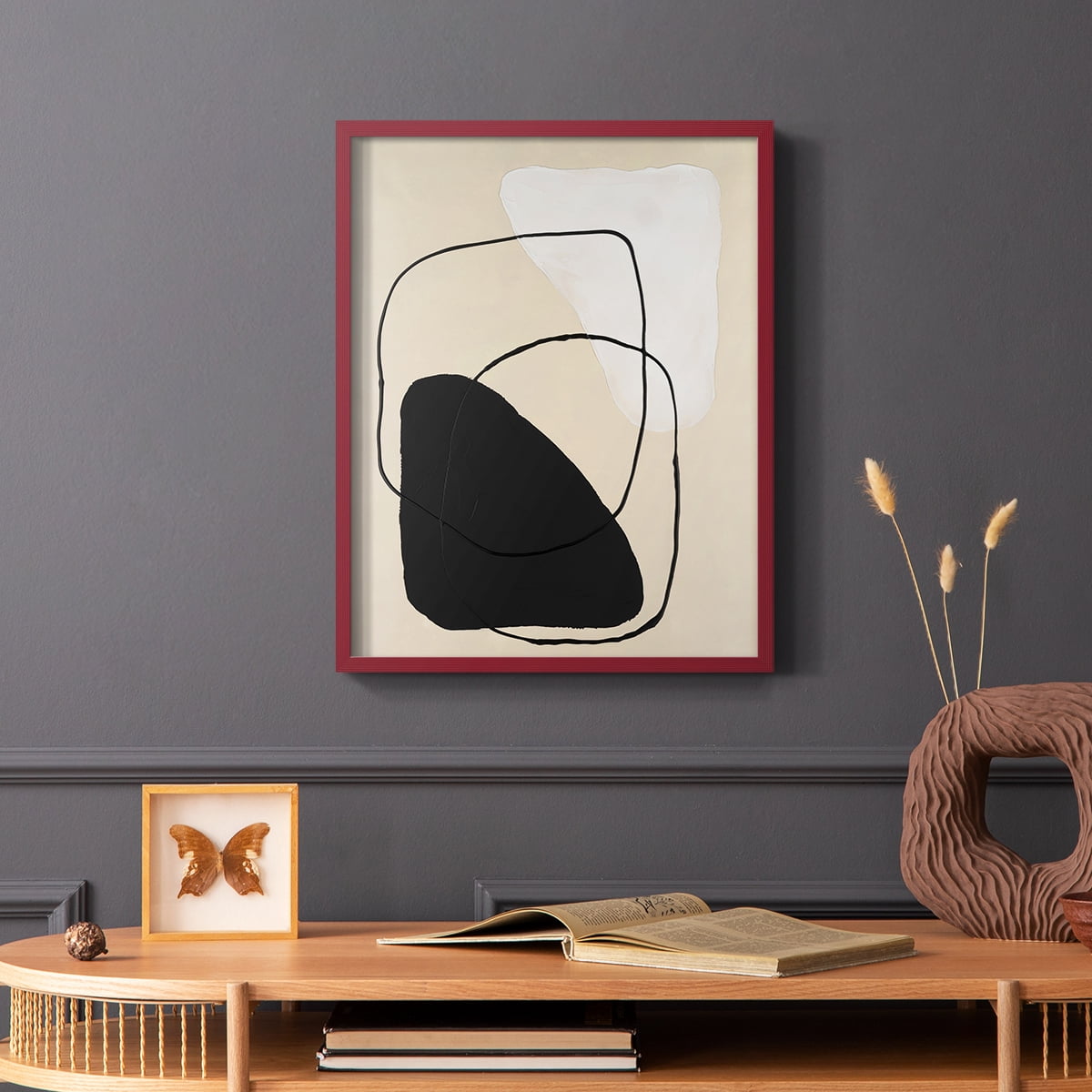 Avant Mod II Framed Print in Red Solid Wood Framed Print No Nail Hanging