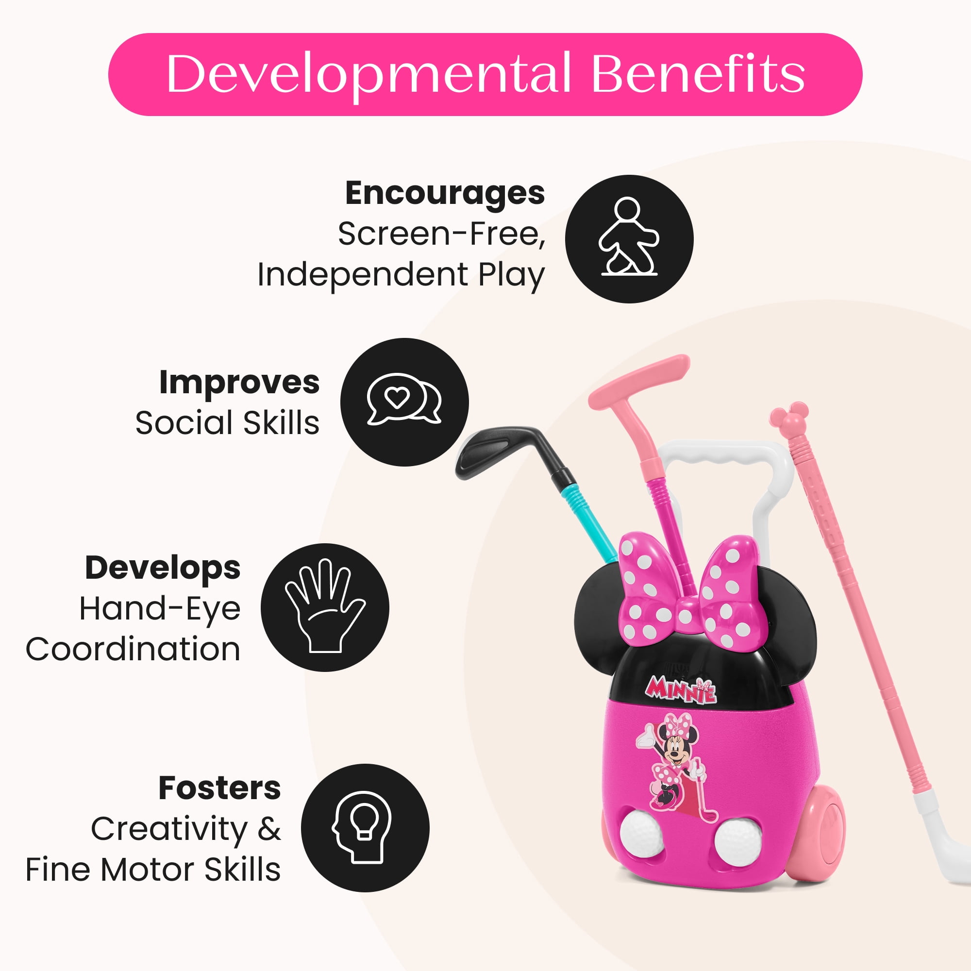 Minnie Mouse Golf Sports Set by Delta Children - 8-Piece Toddler Golf Playset with Wheeled Golf Bag, 3 Clubs, 2 Balls & Putting Hole