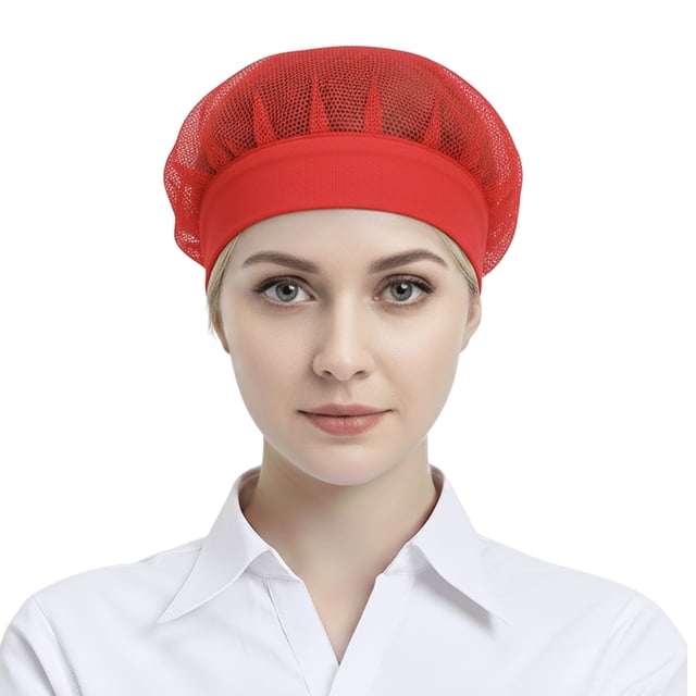 TOPTIE Mesh Cap Unisex Elastic Band Bouffant Hat Lightweight Breathable Solid Work Cap for Kitchen Restaurant Workshop
