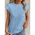 thumbnail image 4 of Camiseta PRETTYGARDEN de Manga Corta con Textura en Azul Claro M, 4 of 8